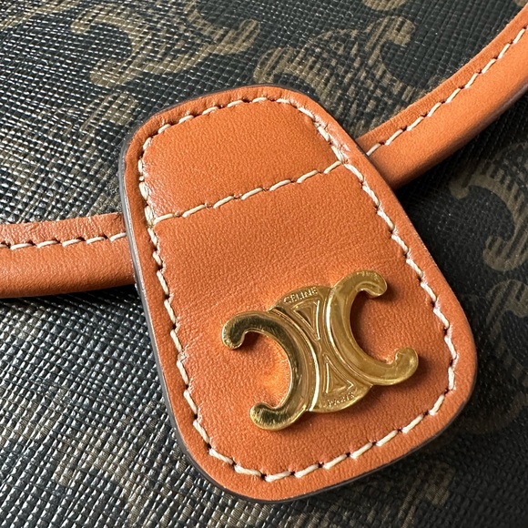 CELINE Mini Besace Crossbody in Triomphe Canvas & Calfskin Tan - Picture 3 of 9